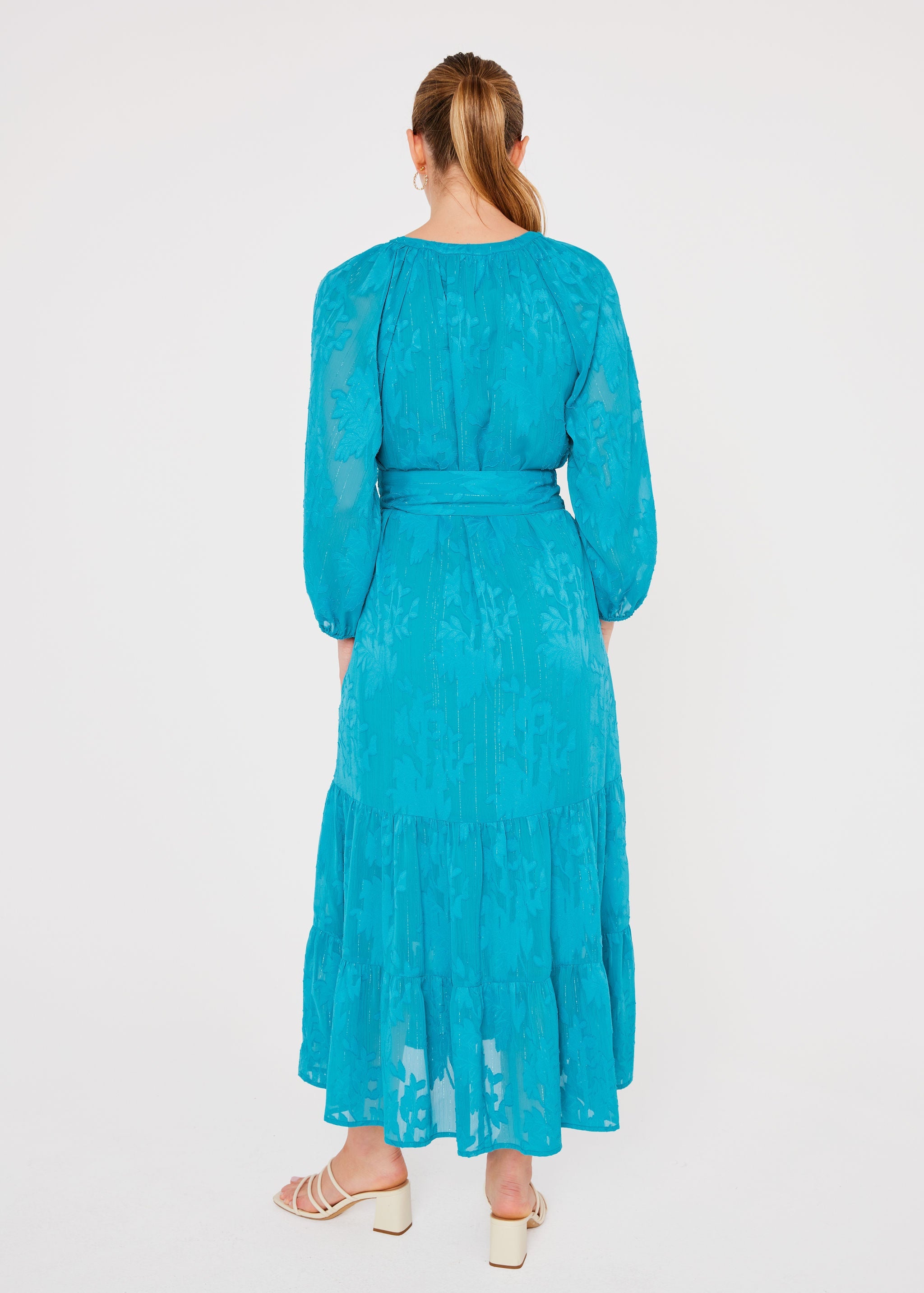 Elise Dress Teal Burnout Chiffon