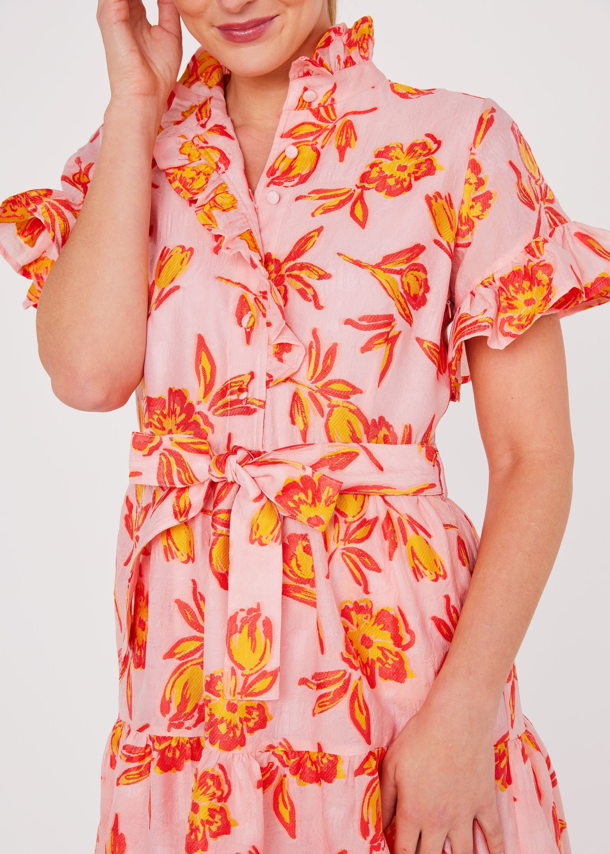 Sadie Maxi Dress Orange Tropical Tulip Jacquard