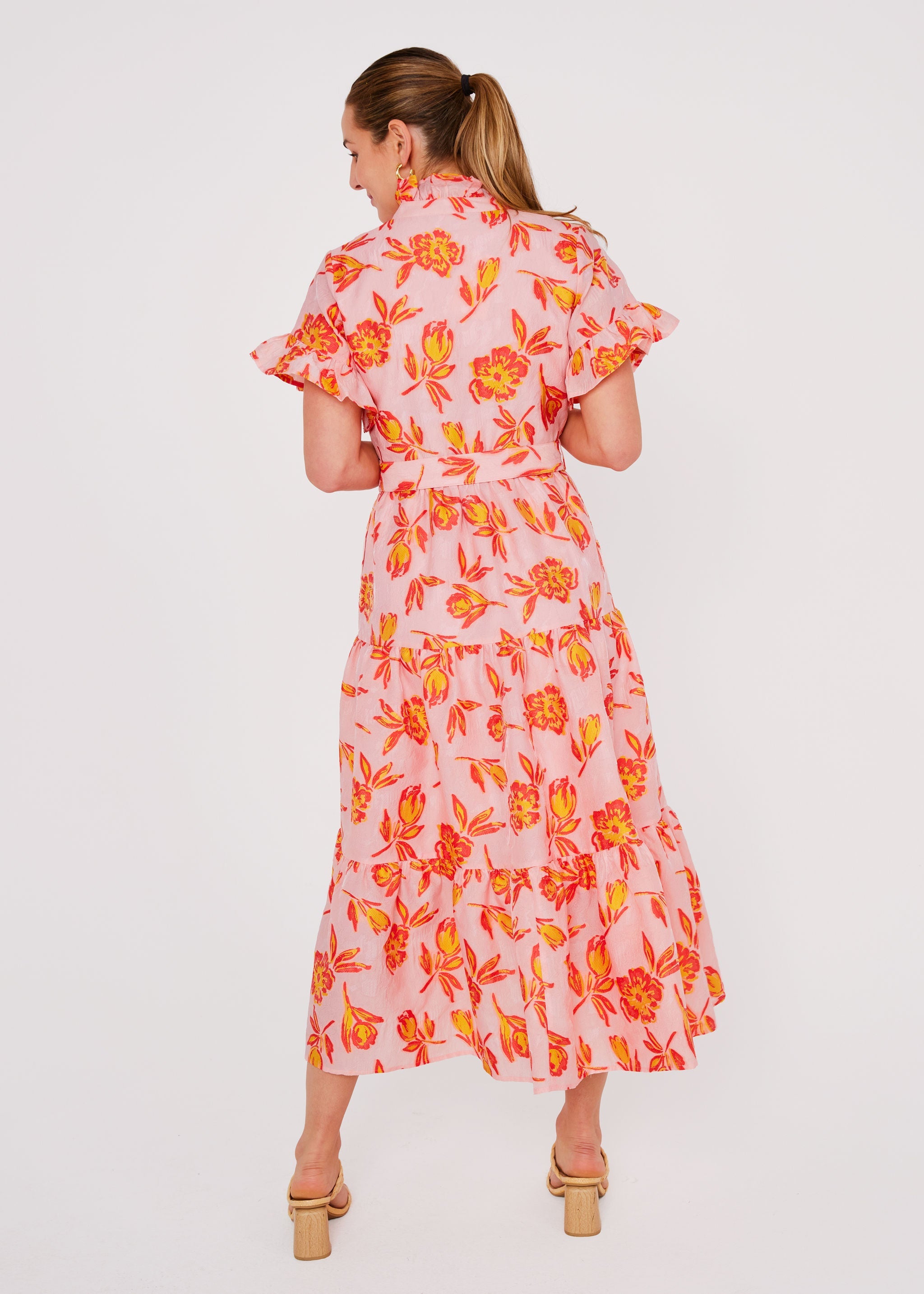 Sadie Maxi Dress Orange Tropical Tulip Jacquard