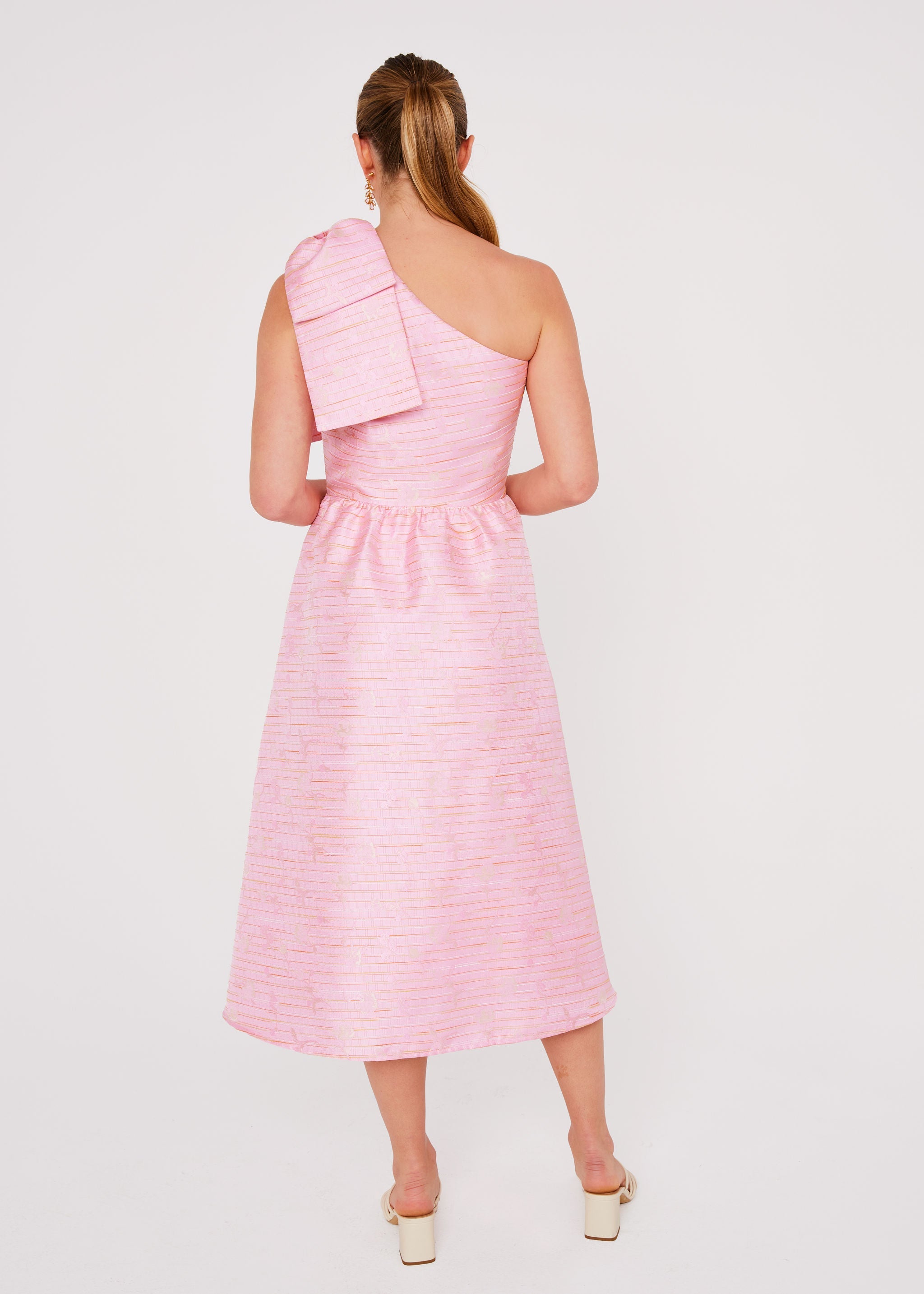 Caroline Dress Pink Textured Dupioni