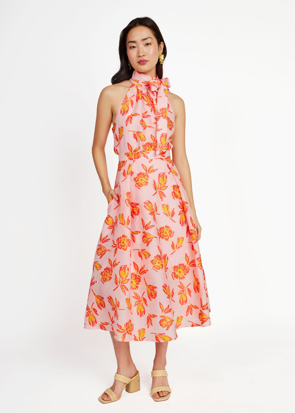 Eden Skirt Orange Tropical Tulip Jacquard