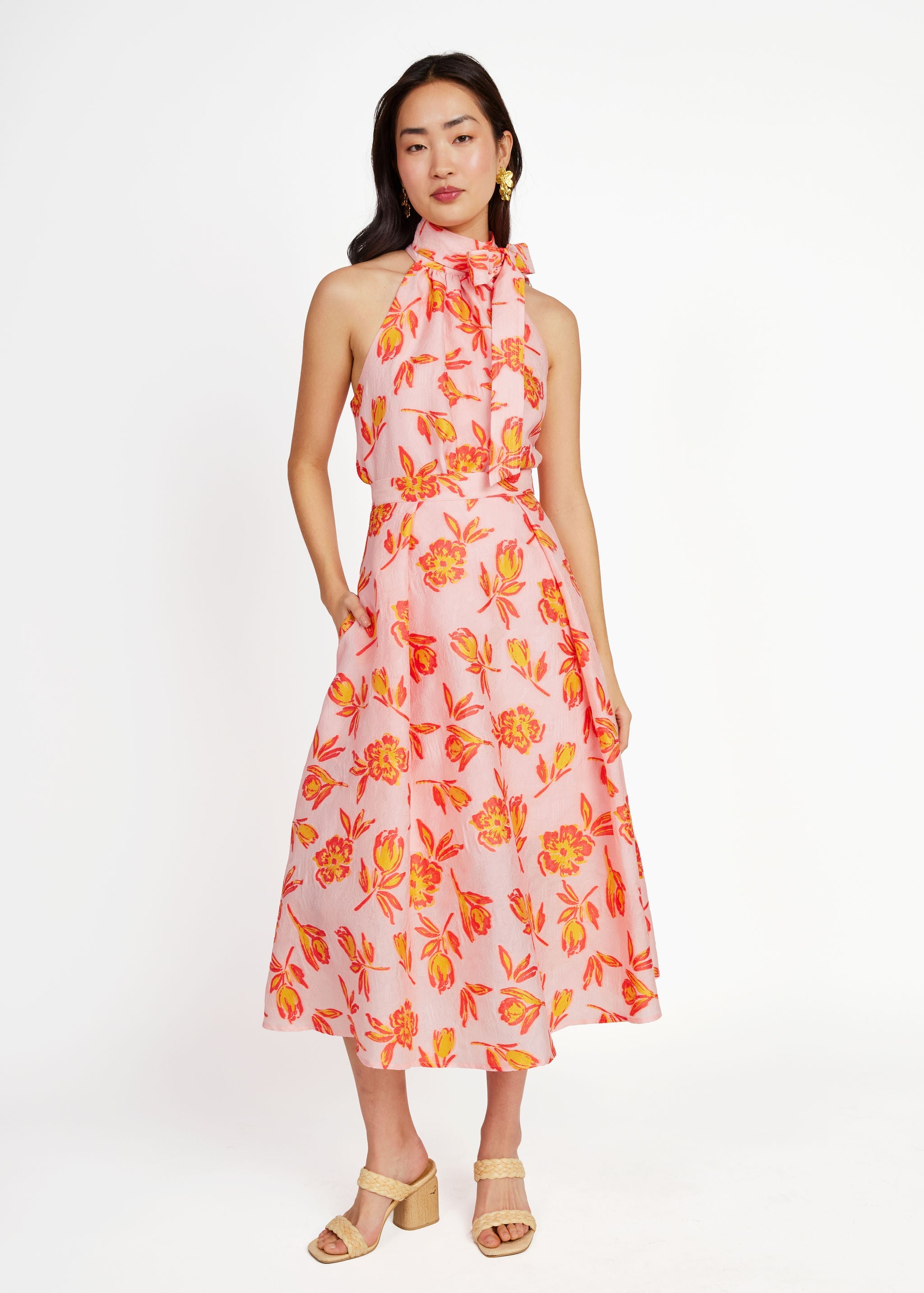 Rory Top Orange Tropical Tulip Jacquard