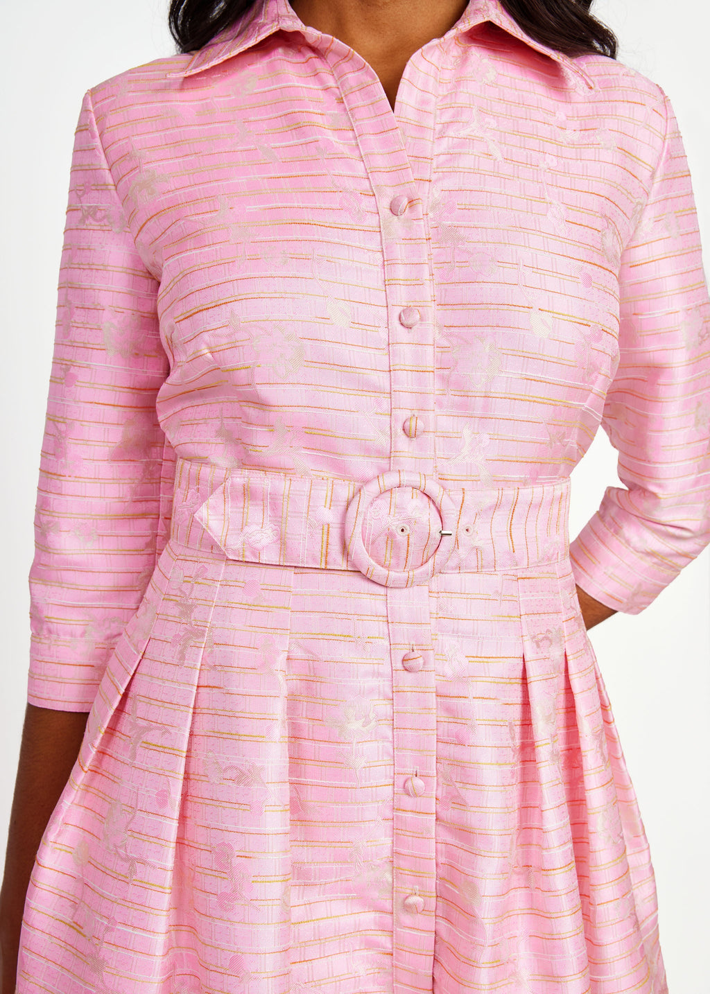 Cecilia Gown Pink Textured Dupioni