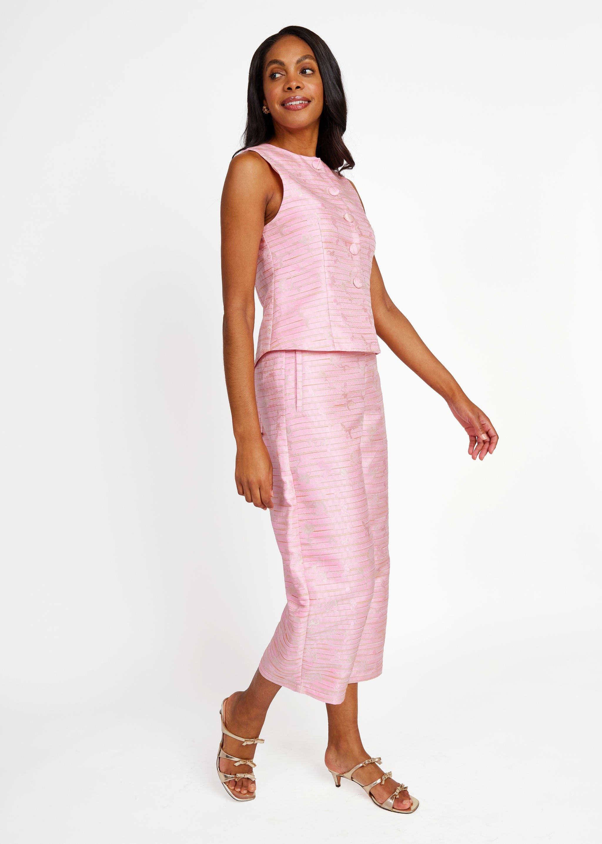 Taylor Pant Pink Textured Dupioni