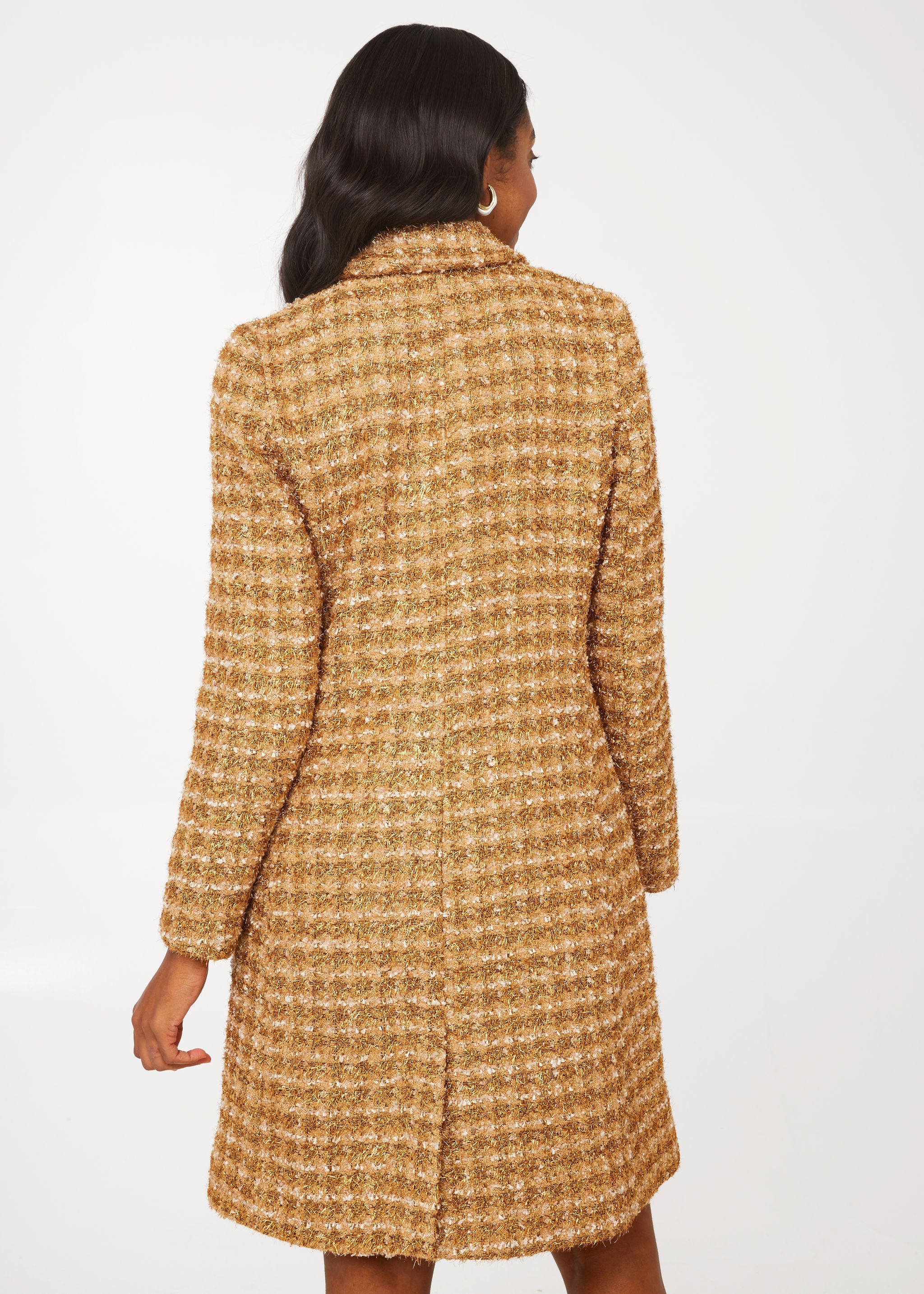 Abigail Coat Gold Tinsel Tweed – Designers Xpress