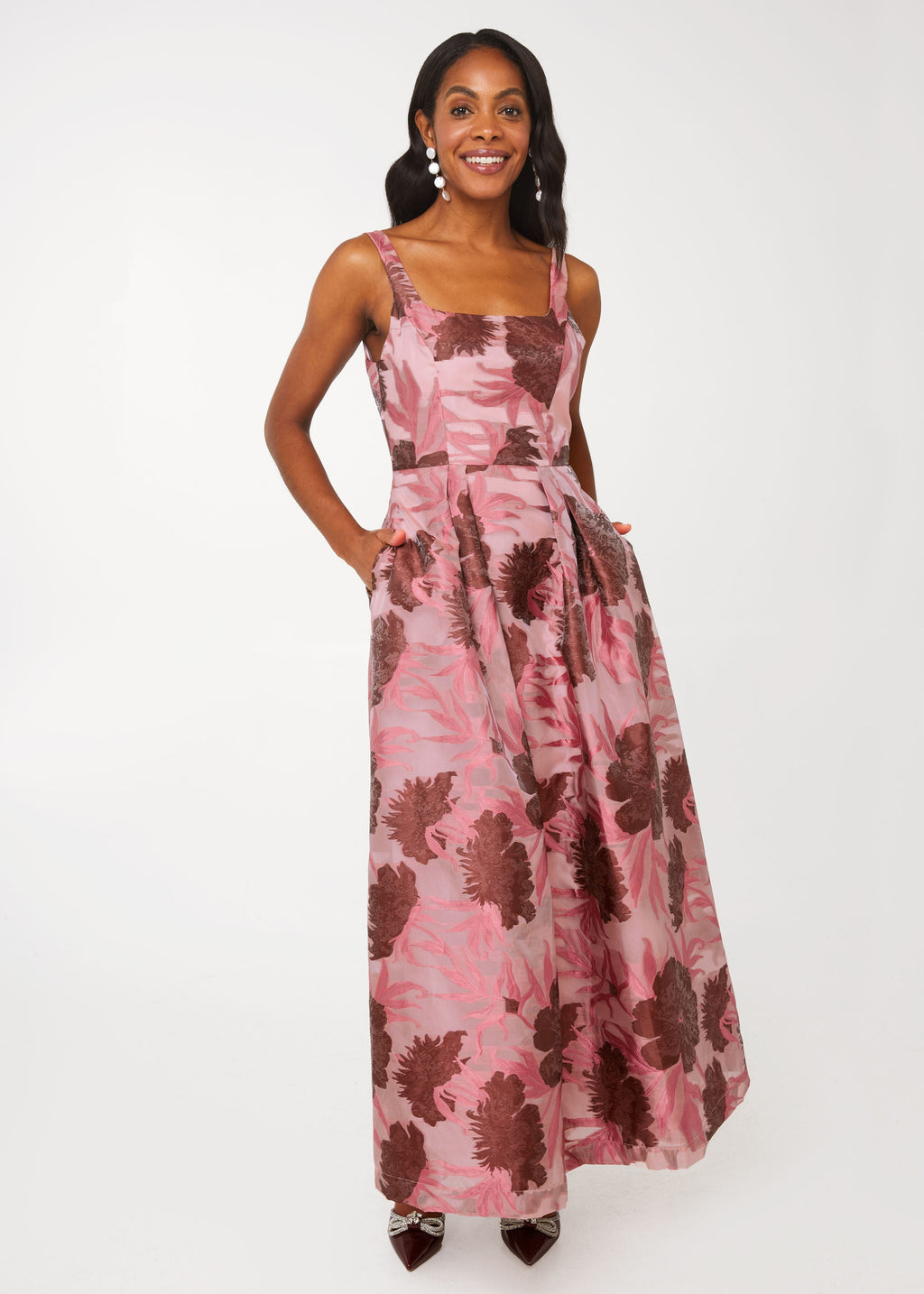 Victoria Gown Blush Pansy Vine Organza