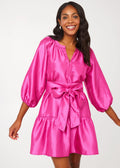 Elise Mini Dress Hot Pink Dupioni