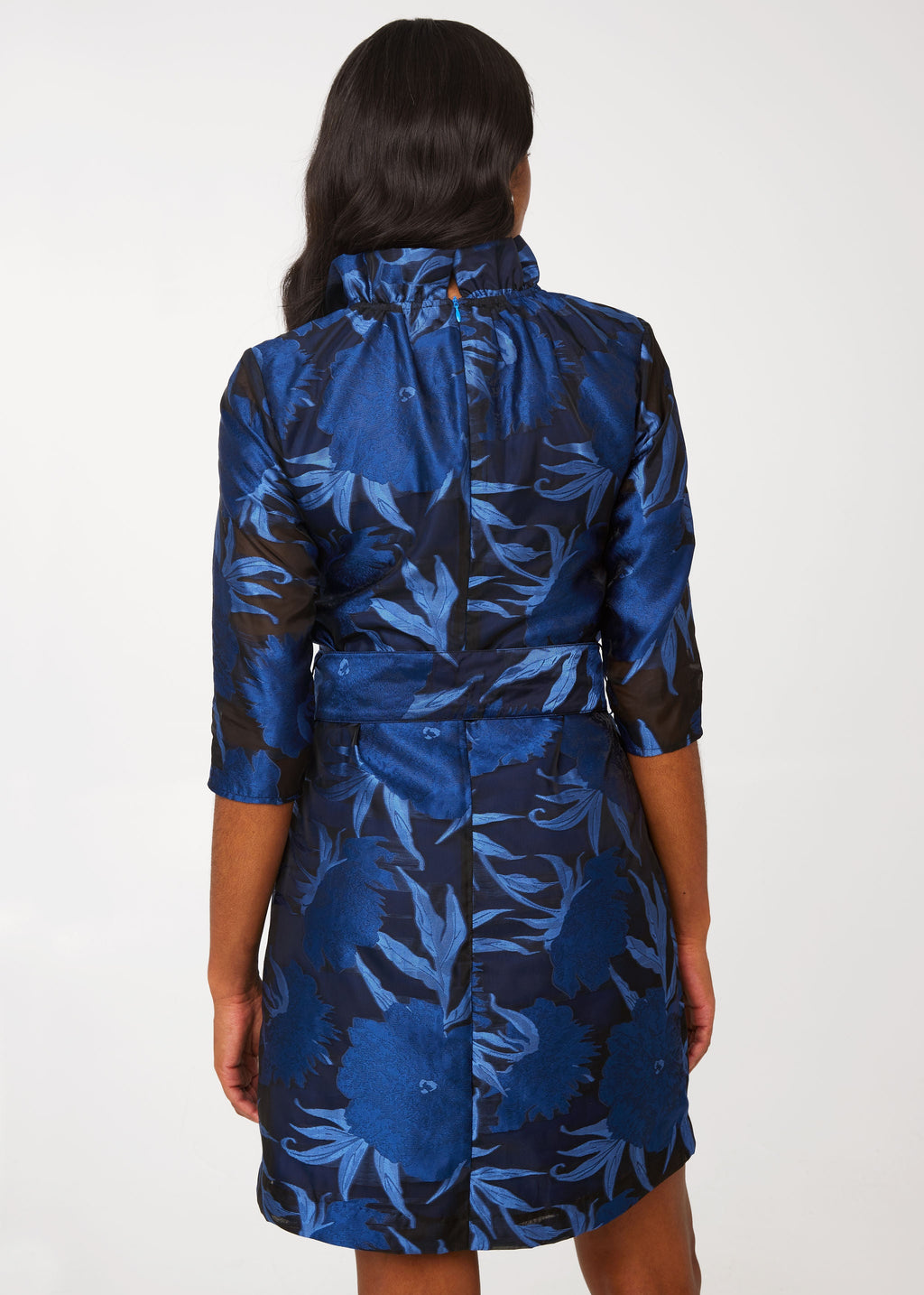 Claudine Dress Royal Blue Pansy Vine Organza