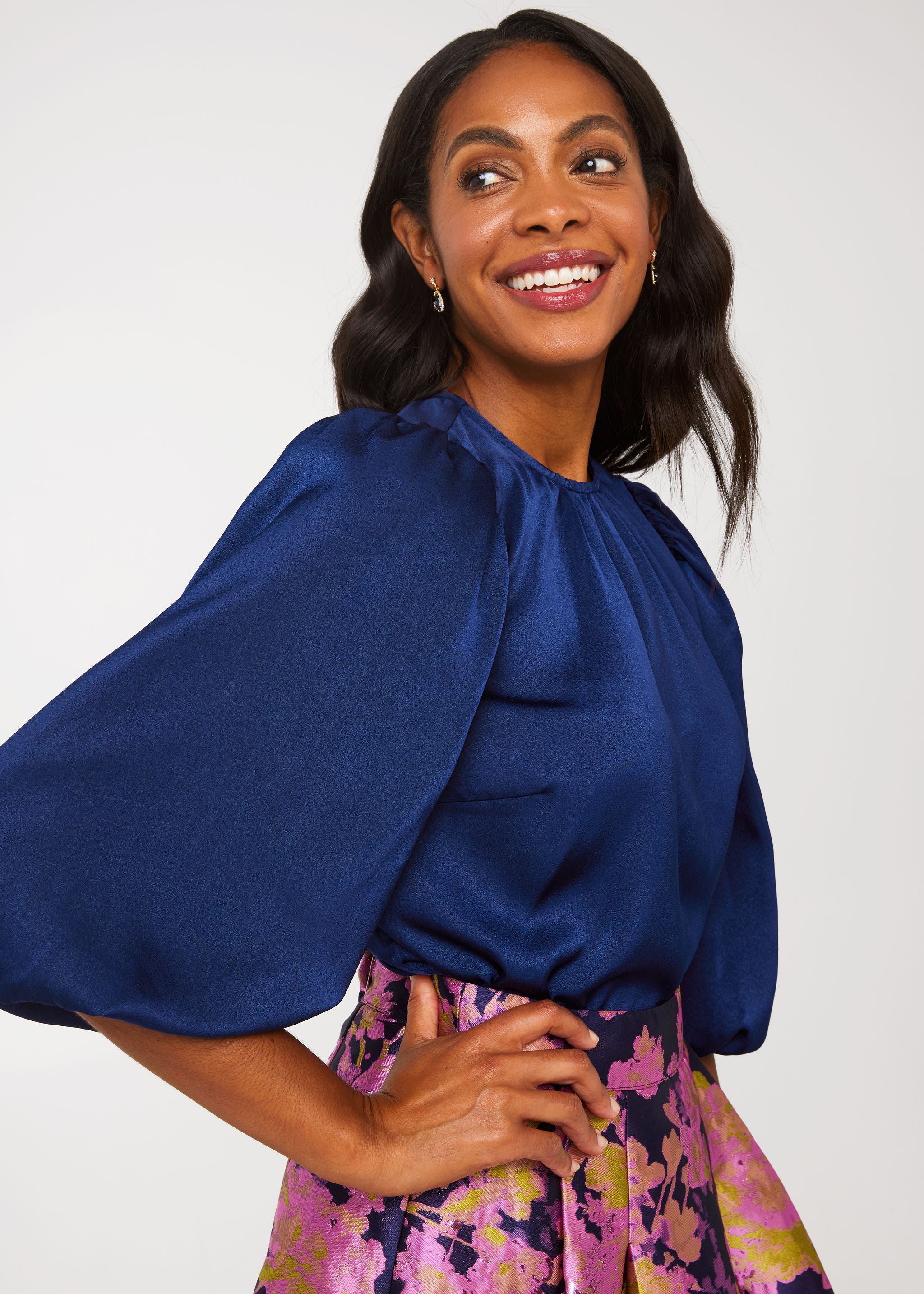 Hadley Top Navy Satin