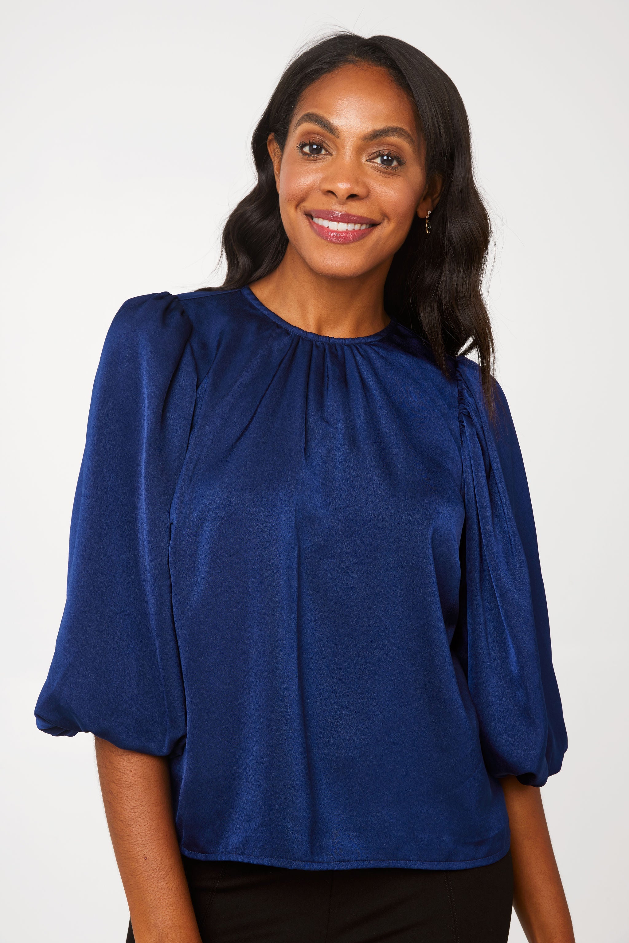 Hadley Top Navy Satin