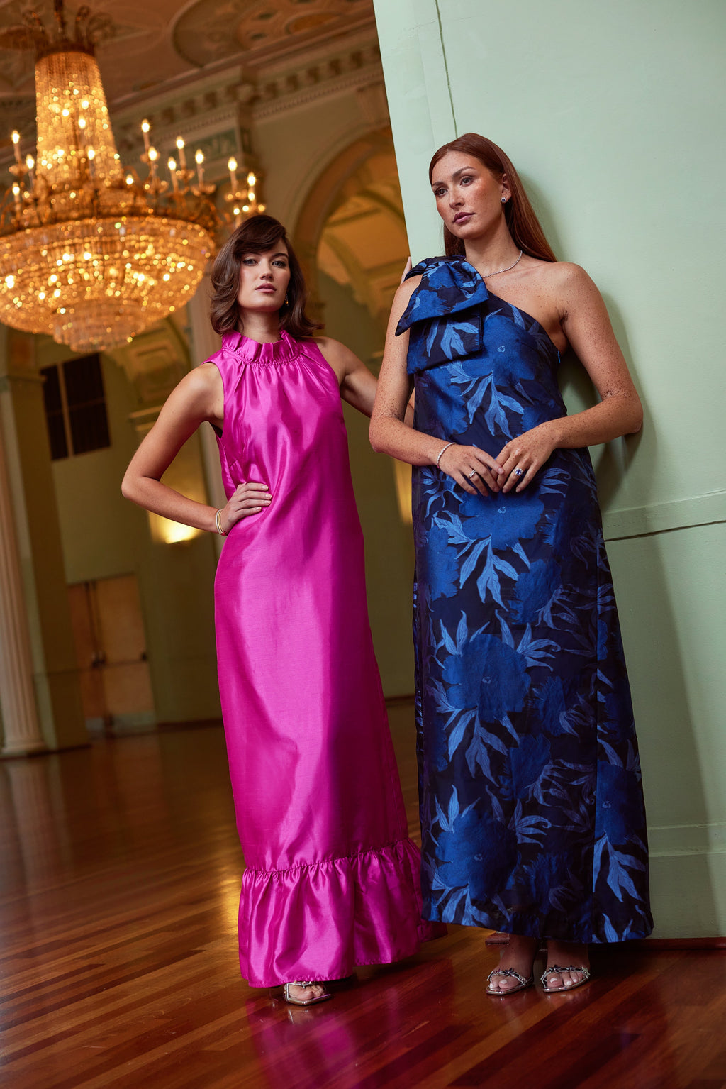 Cassie Gown Royal Blue Pansy Vine Organza