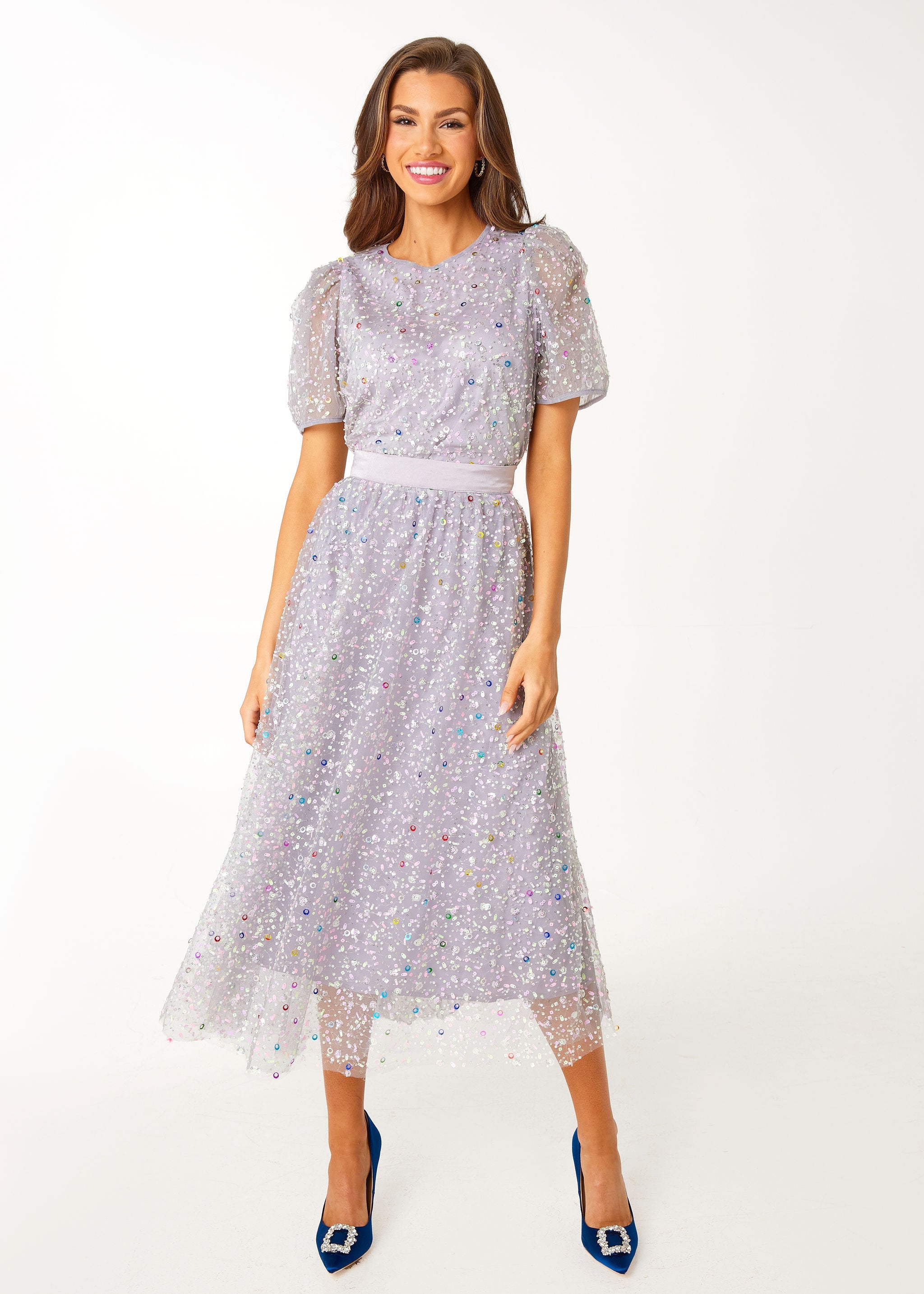 Marty Top Silver Confetti Tulle