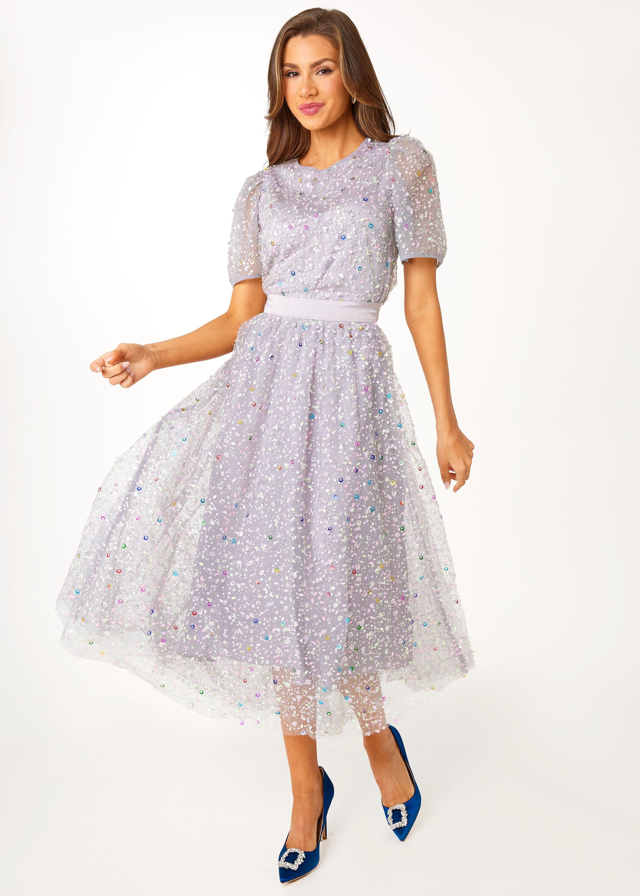 Marty Top Silver Confetti Tulle