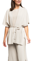Melinda Belted Dropped Shoulder Cardigan; Beige