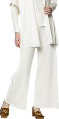 Briana Wide-Leg Milano-Knit Pants; Winter White