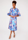 Bronwyn Dress Blue Retro Jacquard