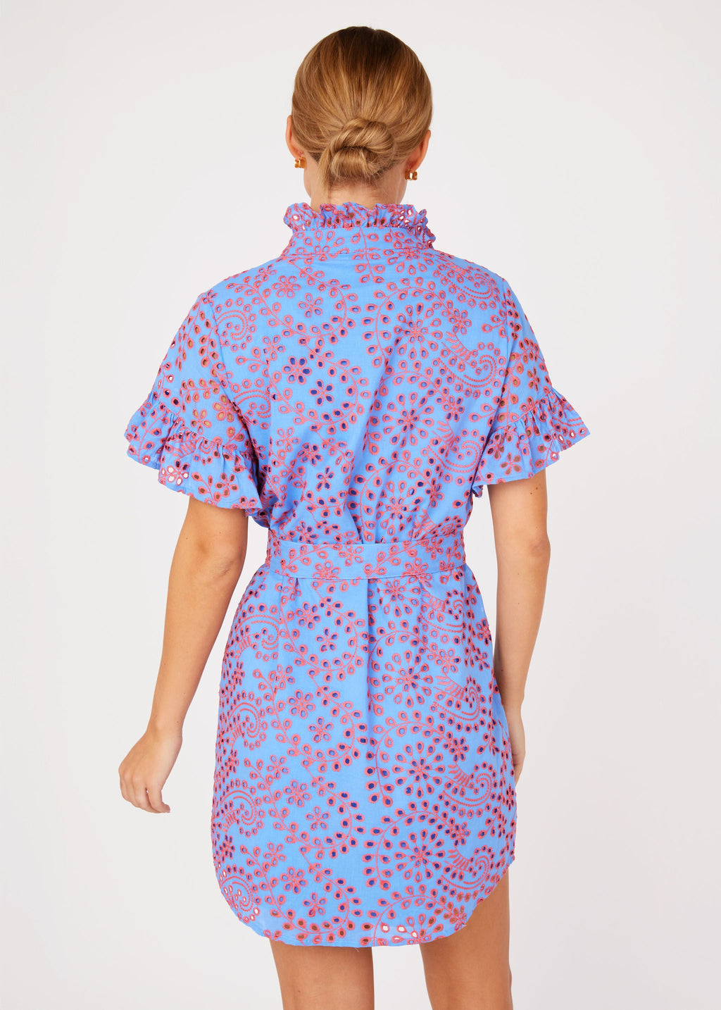 Katie Dress Blue and Pink Jasmine Eyelet