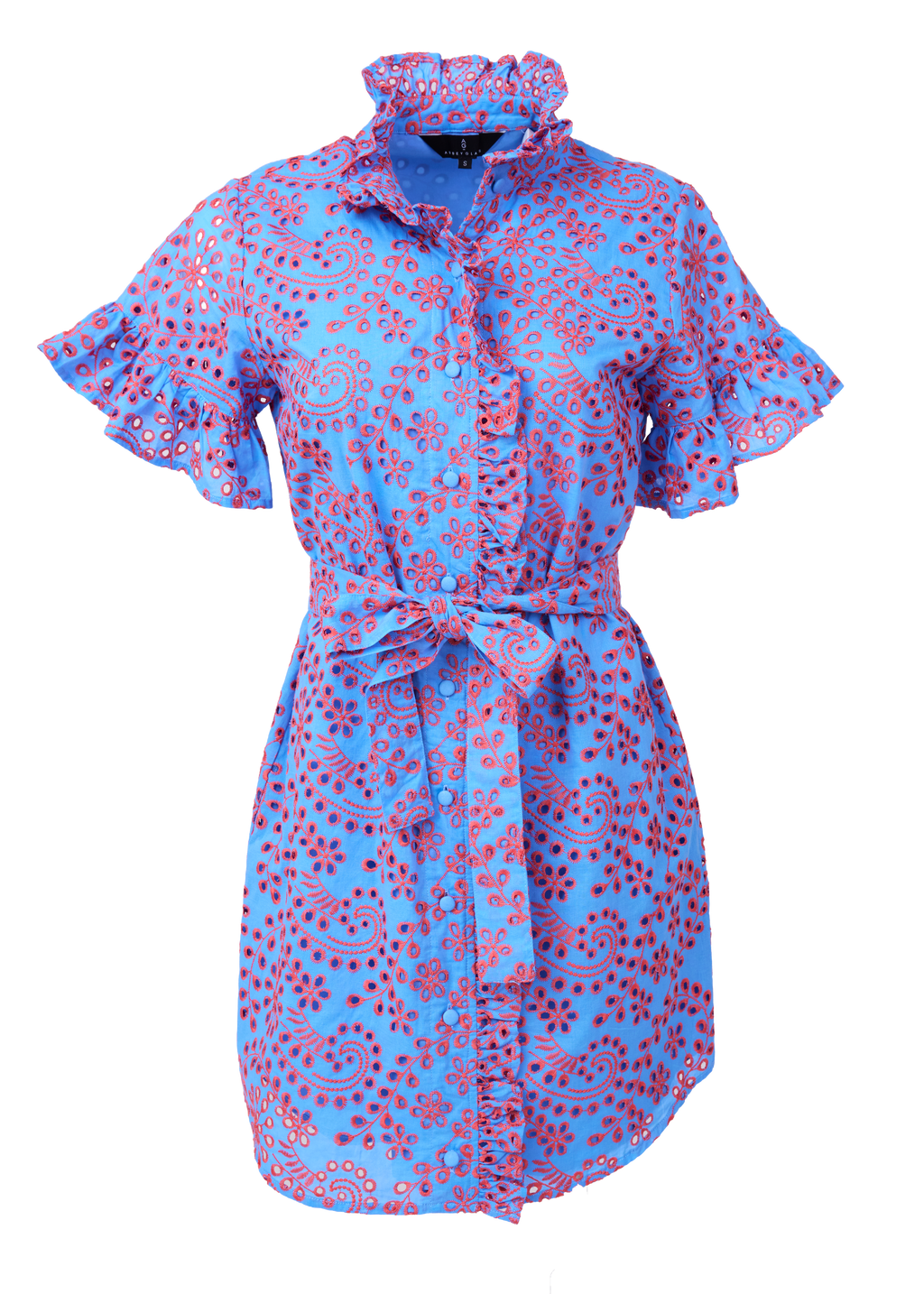 Katie Dress Blue and Pink Jasmine Eyelet