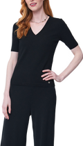 Elena V-Neck Ribbed Top; Black