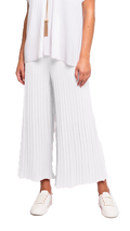 Giuliana Plisse-Look Cropped Wide Leg Pants; White