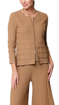Zia Square-Detail Knit Jacket ; Mocha