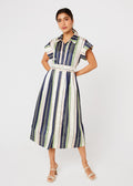 Harper Dress Navy Coastal Stripe Jacquard