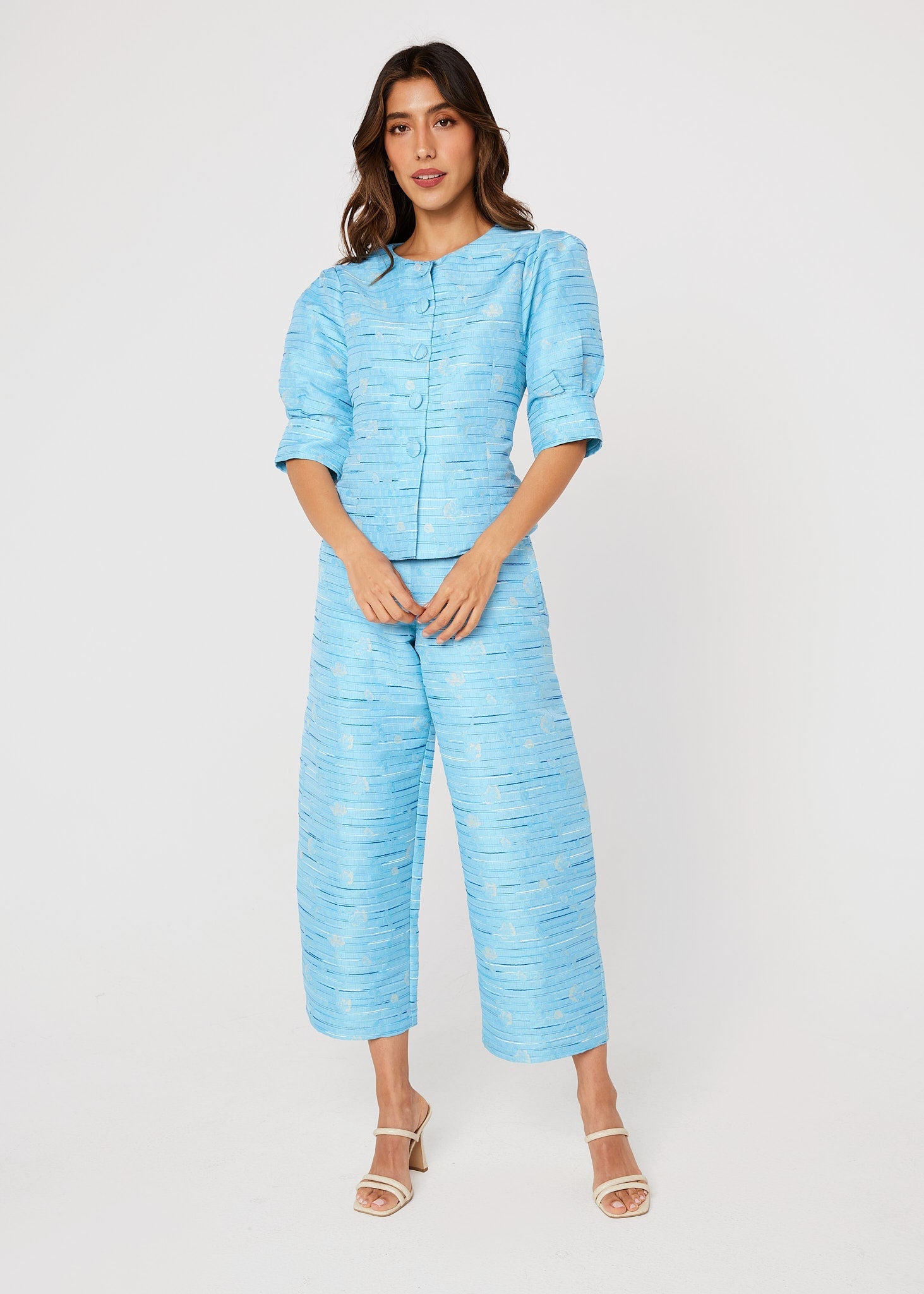 Taylor Pant Blue Textured Dupioni