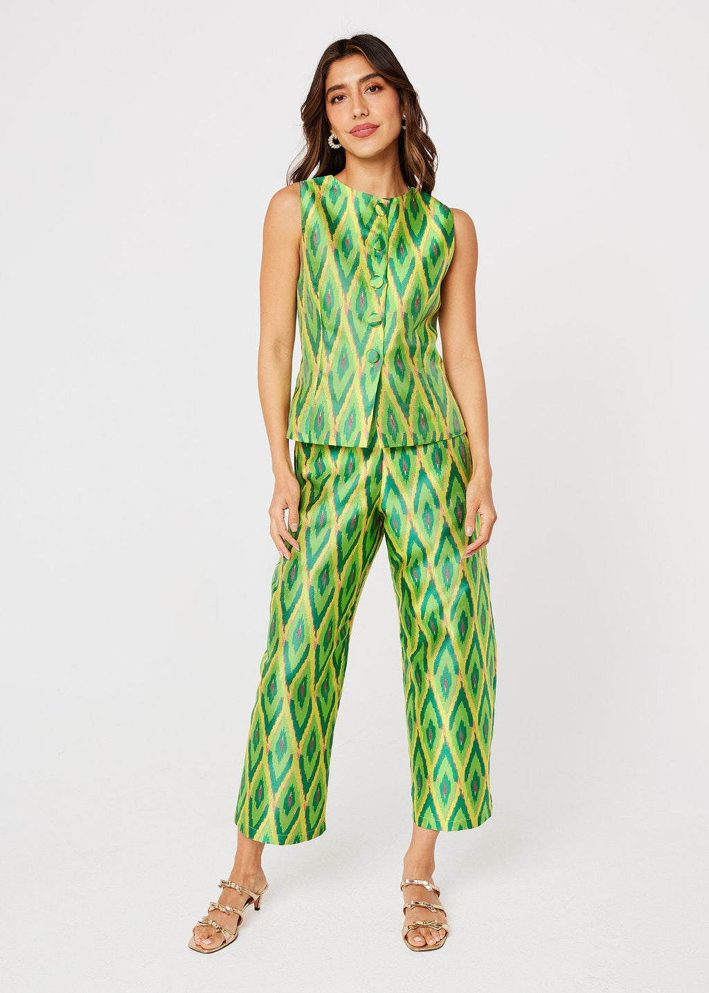 Taylor Pant Lime Ikat Jacquard