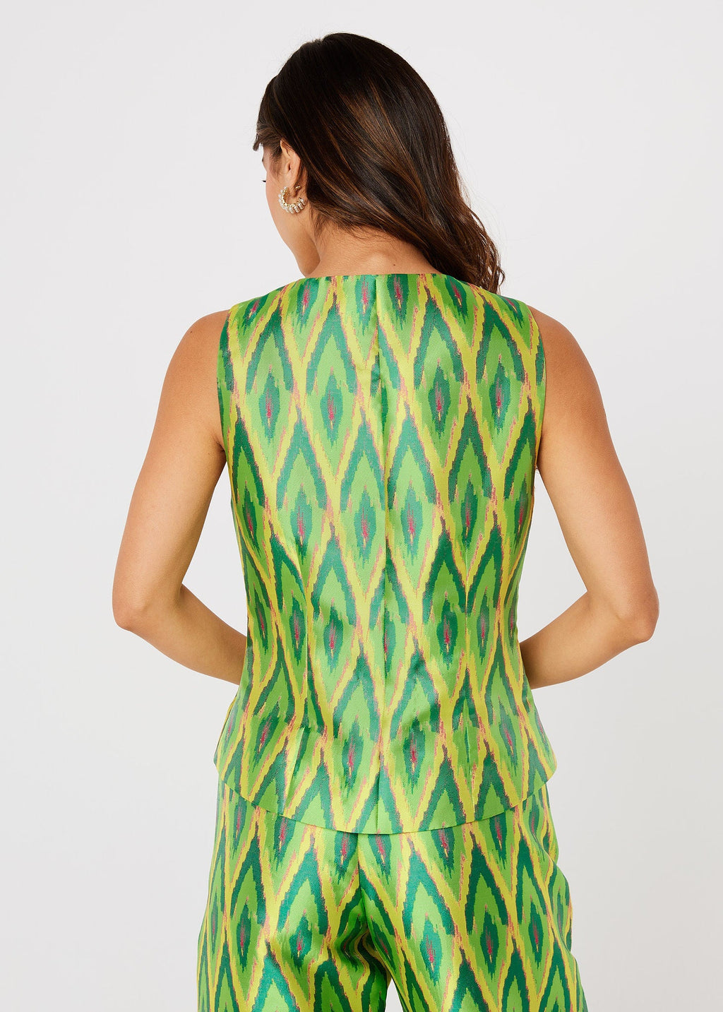 Callie Top Lime Ikat Jacquard
