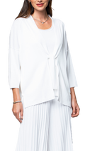 Malia Three-Quarter Sleeved Front-Tie Cardigan; White