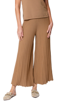 Giuliana Plisse-Look Cropped Wide Leg Pants; Mocha