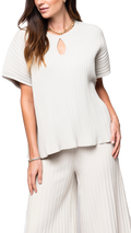Ester Rib Knit Wide Top, Beige