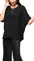 Evie Shimmer Drop Shoulder Top; Black Shimmer