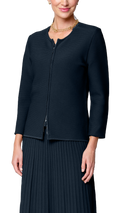 Meg Ripple-Knit Jacket ; Navy