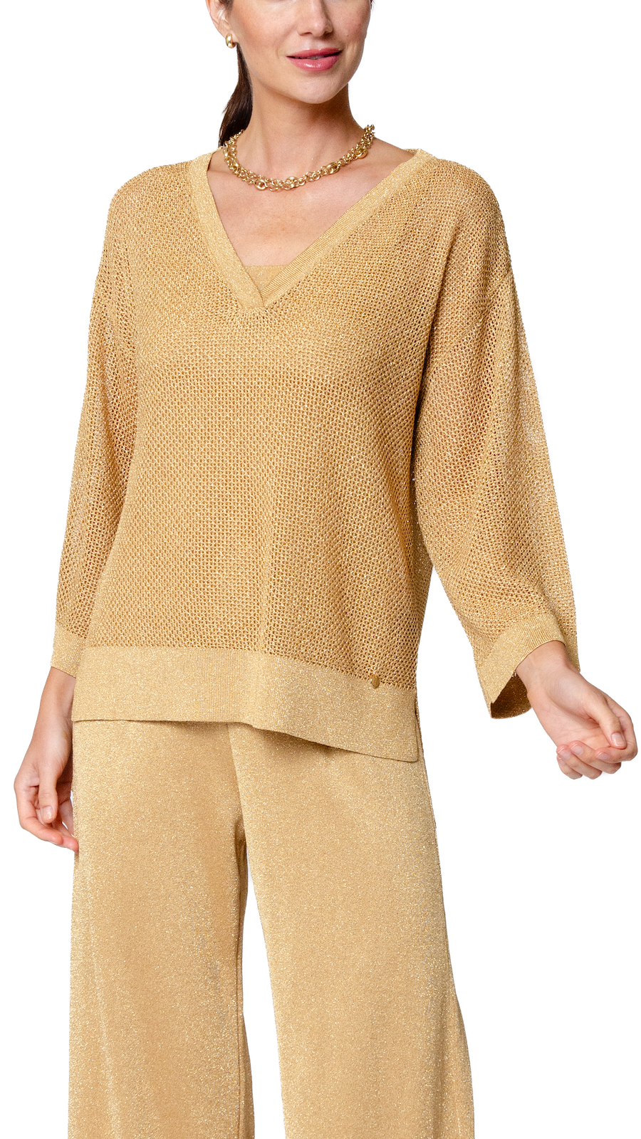 Angelina Mesh Top; Golden Sands