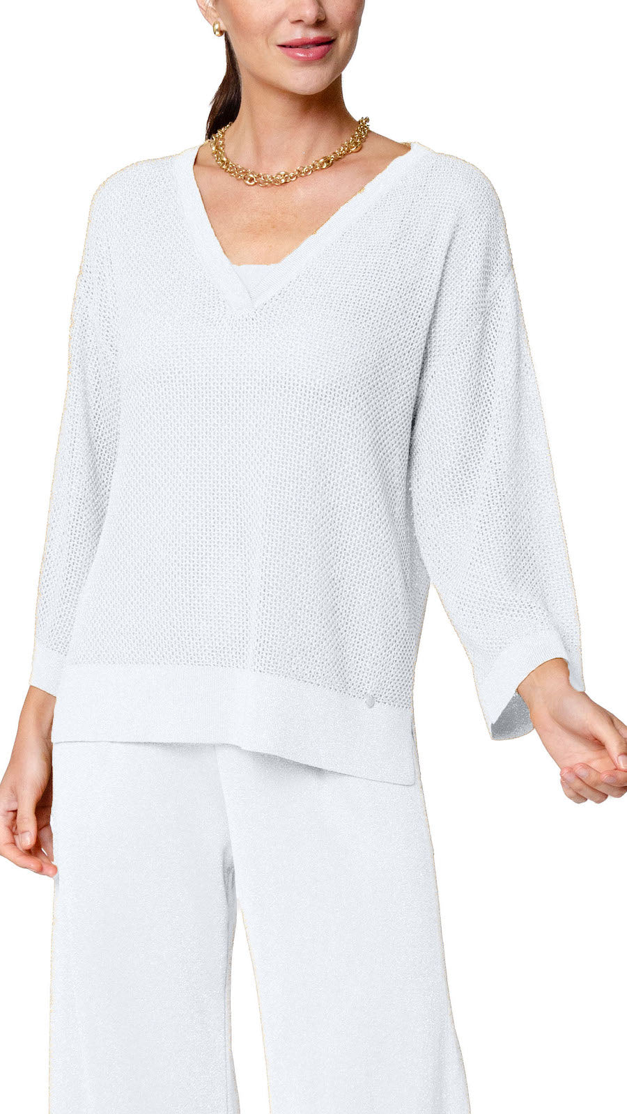 Angelina Mesh Top; Silver White