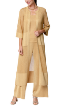 Arianna Shimmery Mesh-Knit Duster / Coat ; Golden Sands
