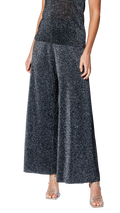 Paola Wide Leg Shimmery Pant; Silver Black