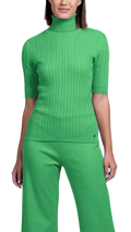 Sherri Short Sleeved Cable-Knit Turtleneck, Green