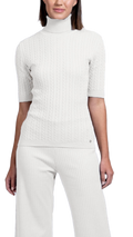 Sherri Short Sleeved Cable-Knit Turtleneck, Winter White