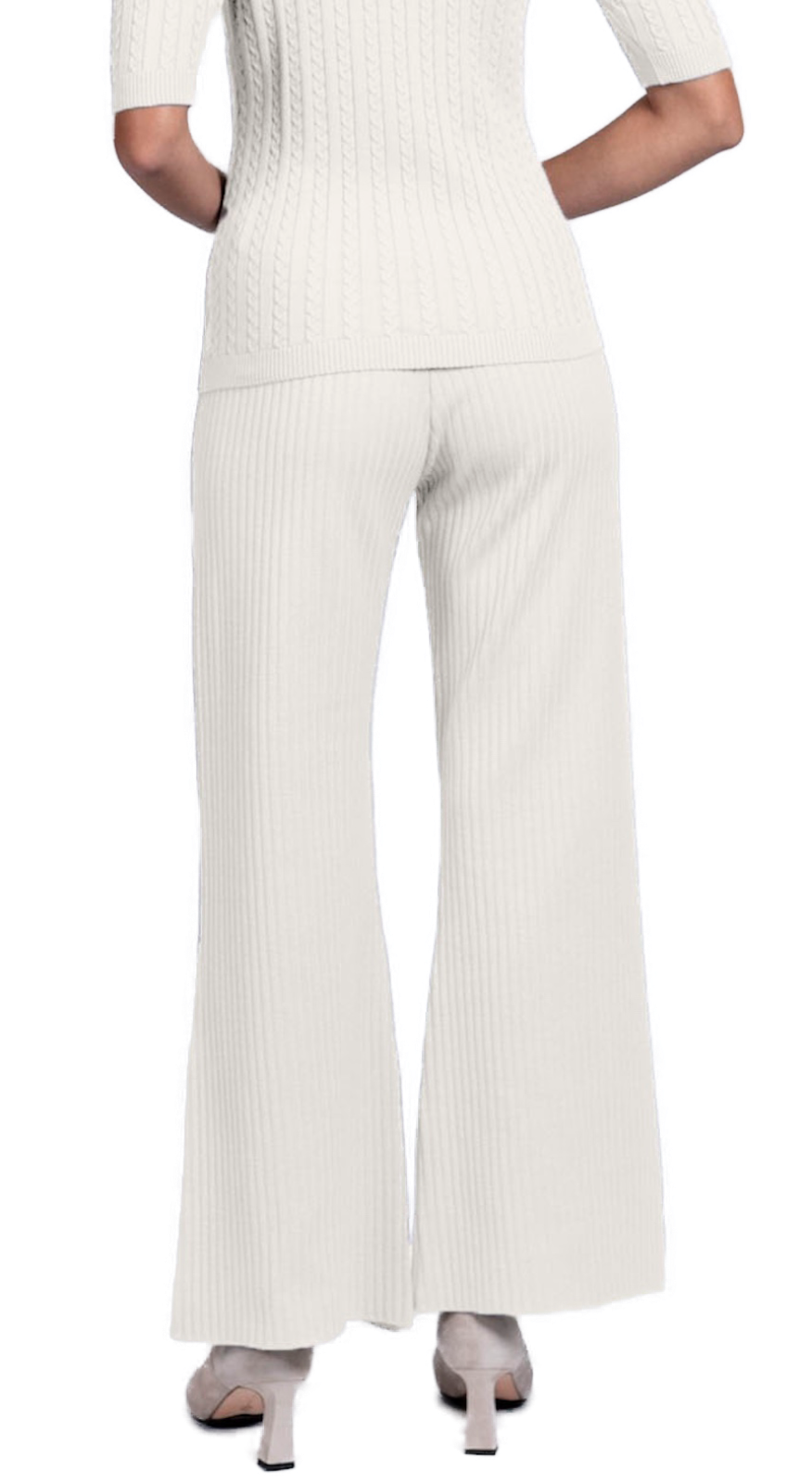 Camilla Rib-Knit Wide Leg Pants; Winter White