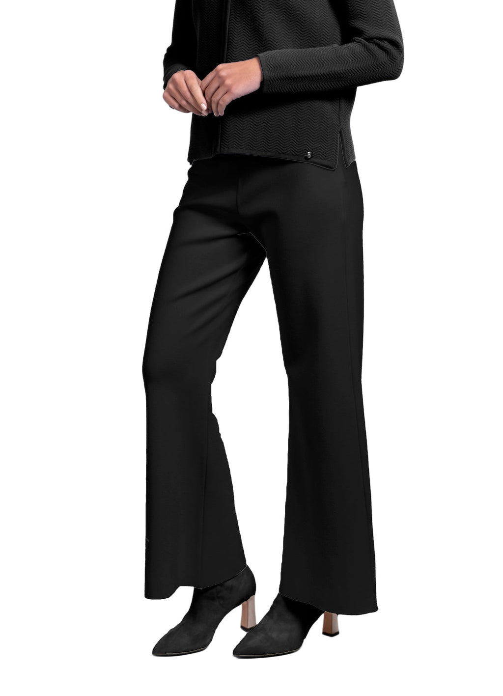 Barb Milano-Knit Wide Leg Pants; Black