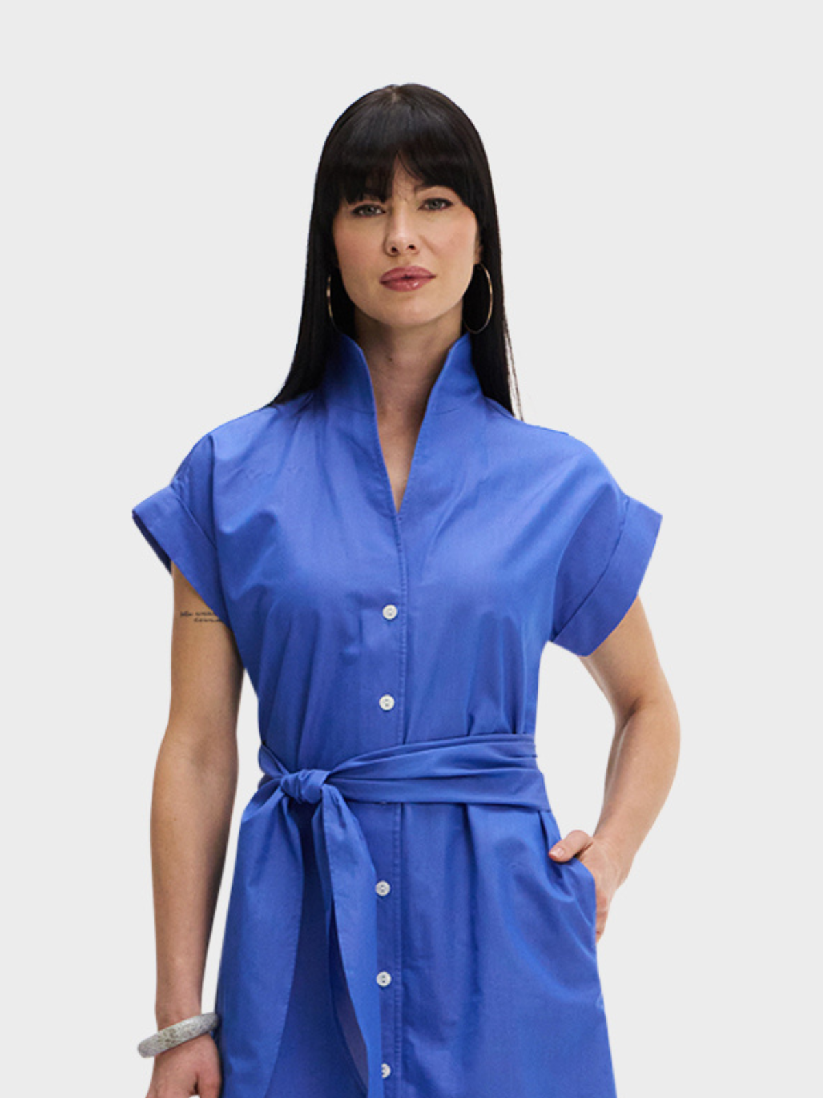 CAP SLEEVE DRESS: BLUE LAGOON