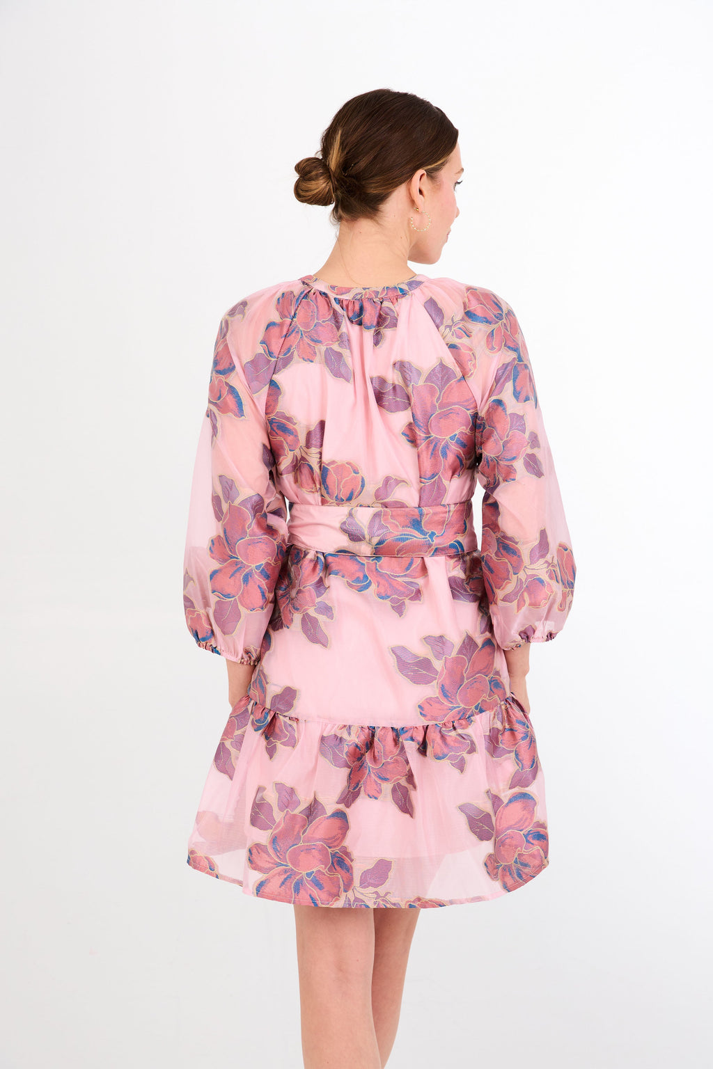 Elise Mini Dress Pink Peony Organza