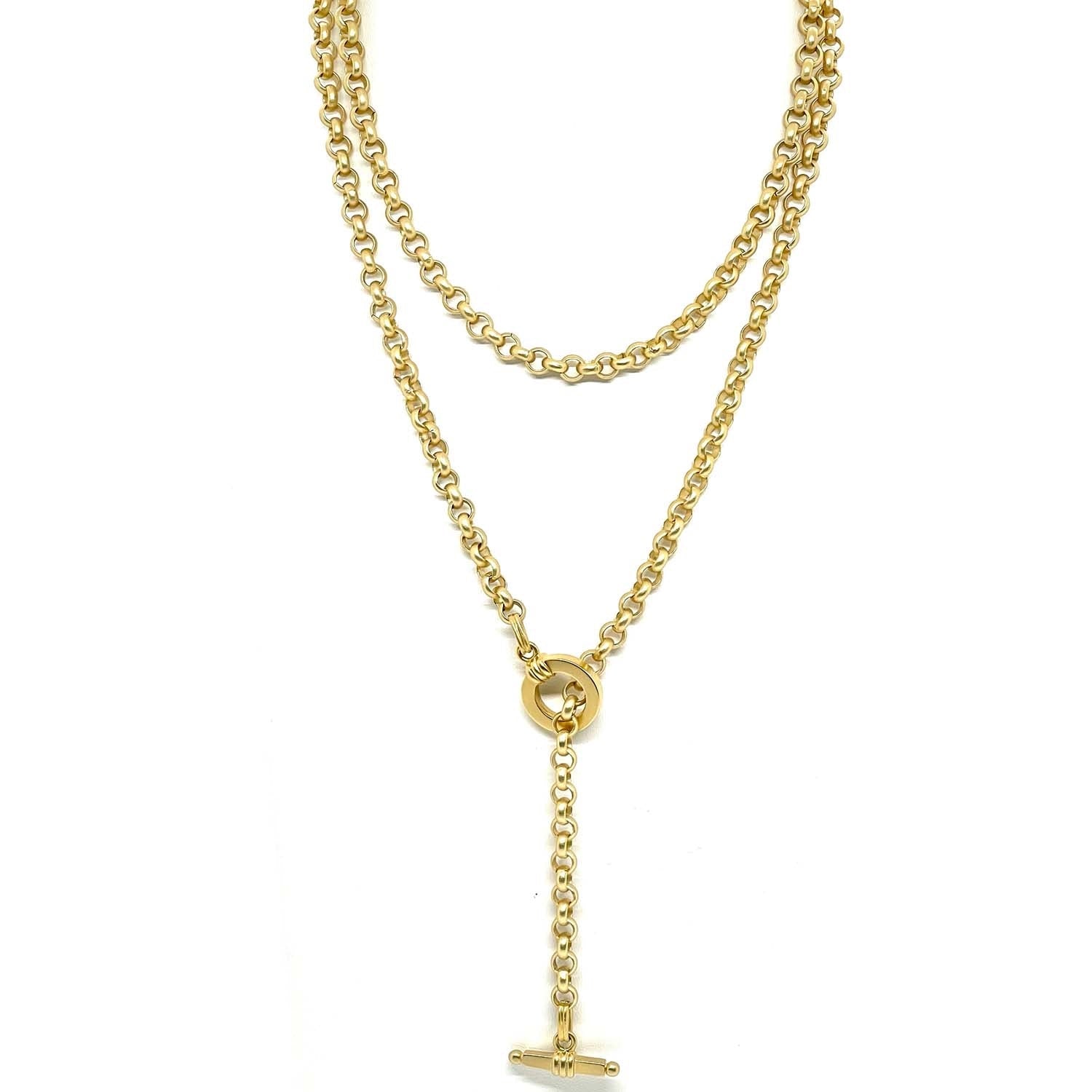 Matte Gold Rolo Chain With Matte Gold Toggle Closure