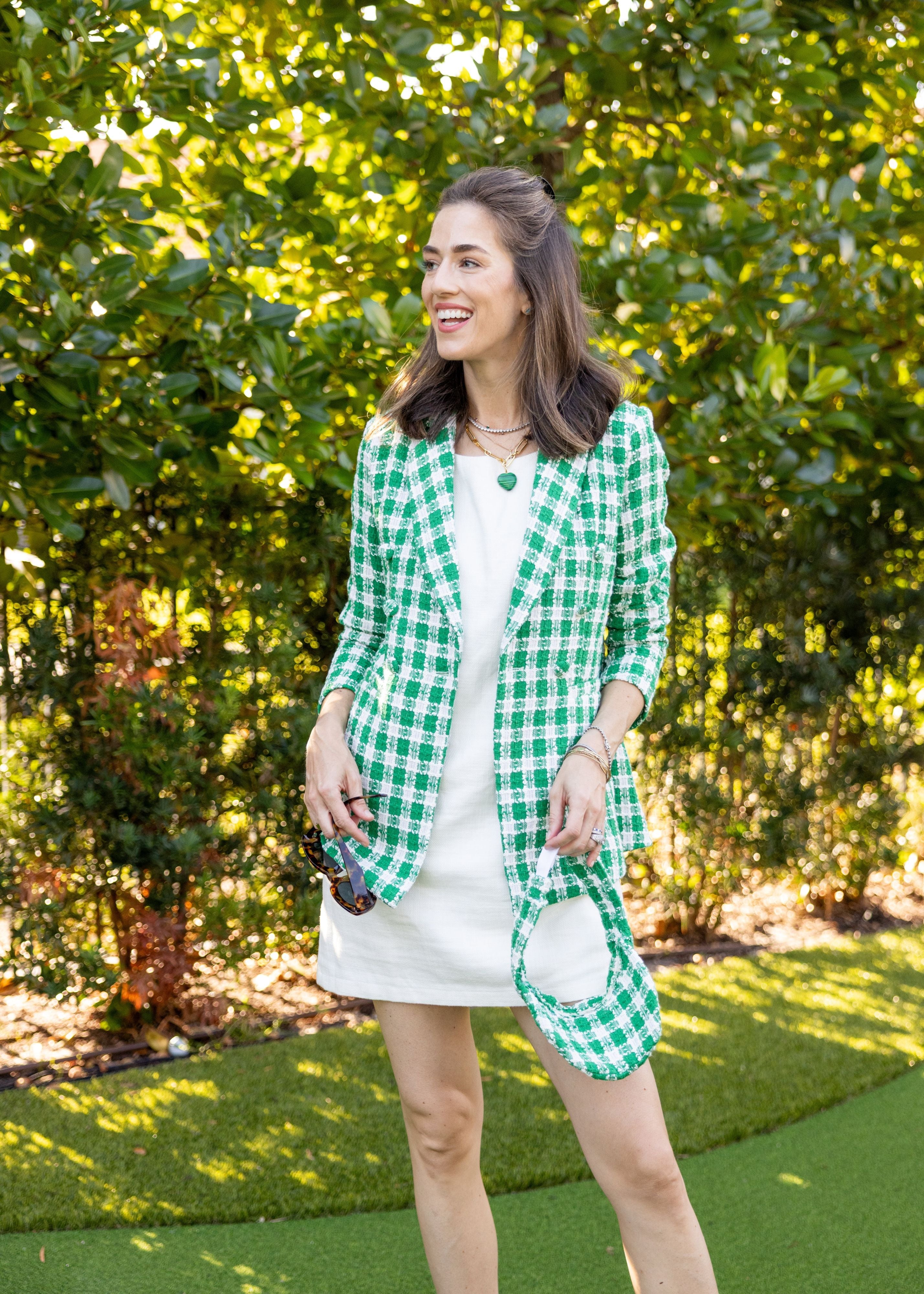 Calvin Blazer Augusta Green Check Tweed
