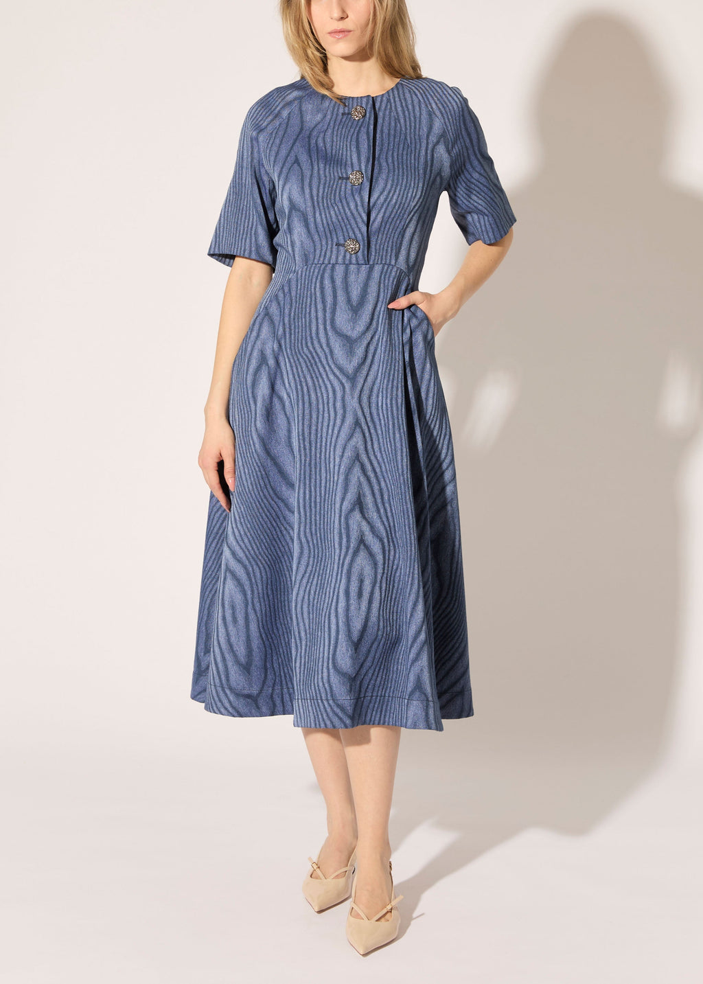 Moire Denim Dress