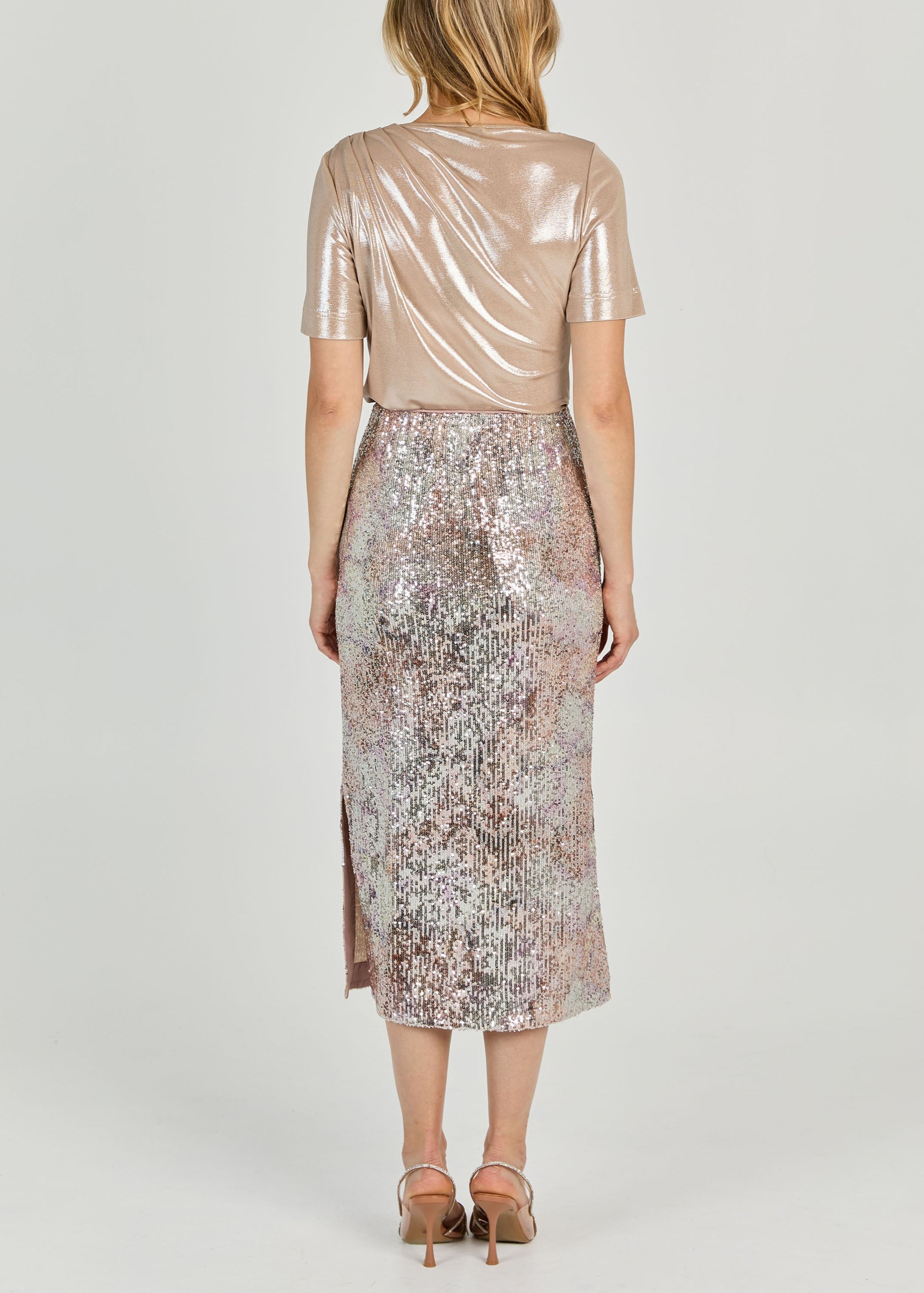 FOILED JERSEY ASYMMETRIC TOP