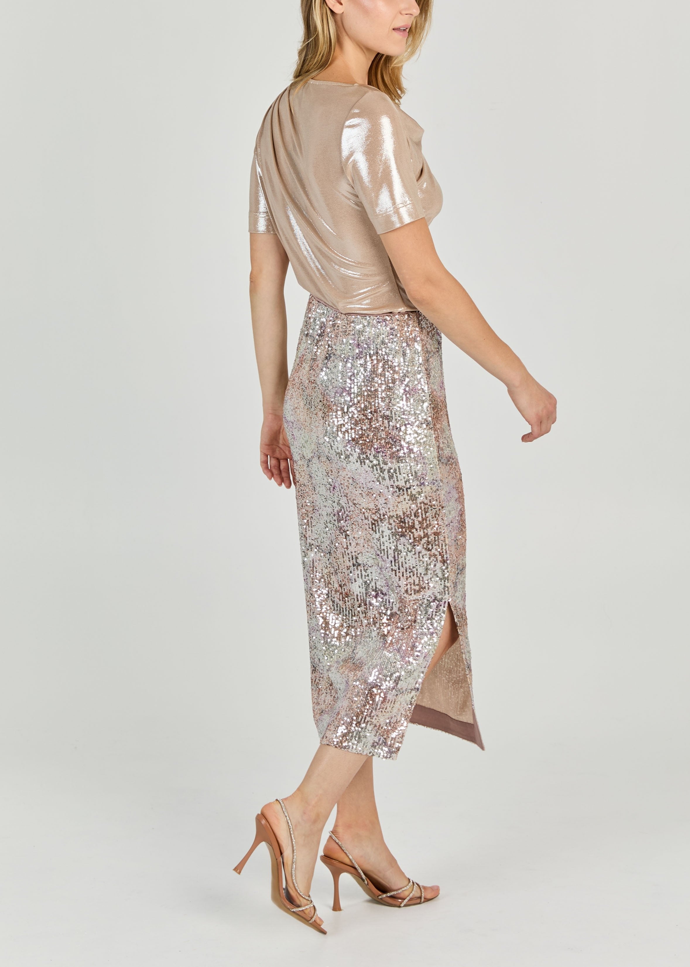 FOILED JERSEY ASYMMETRIC TOP