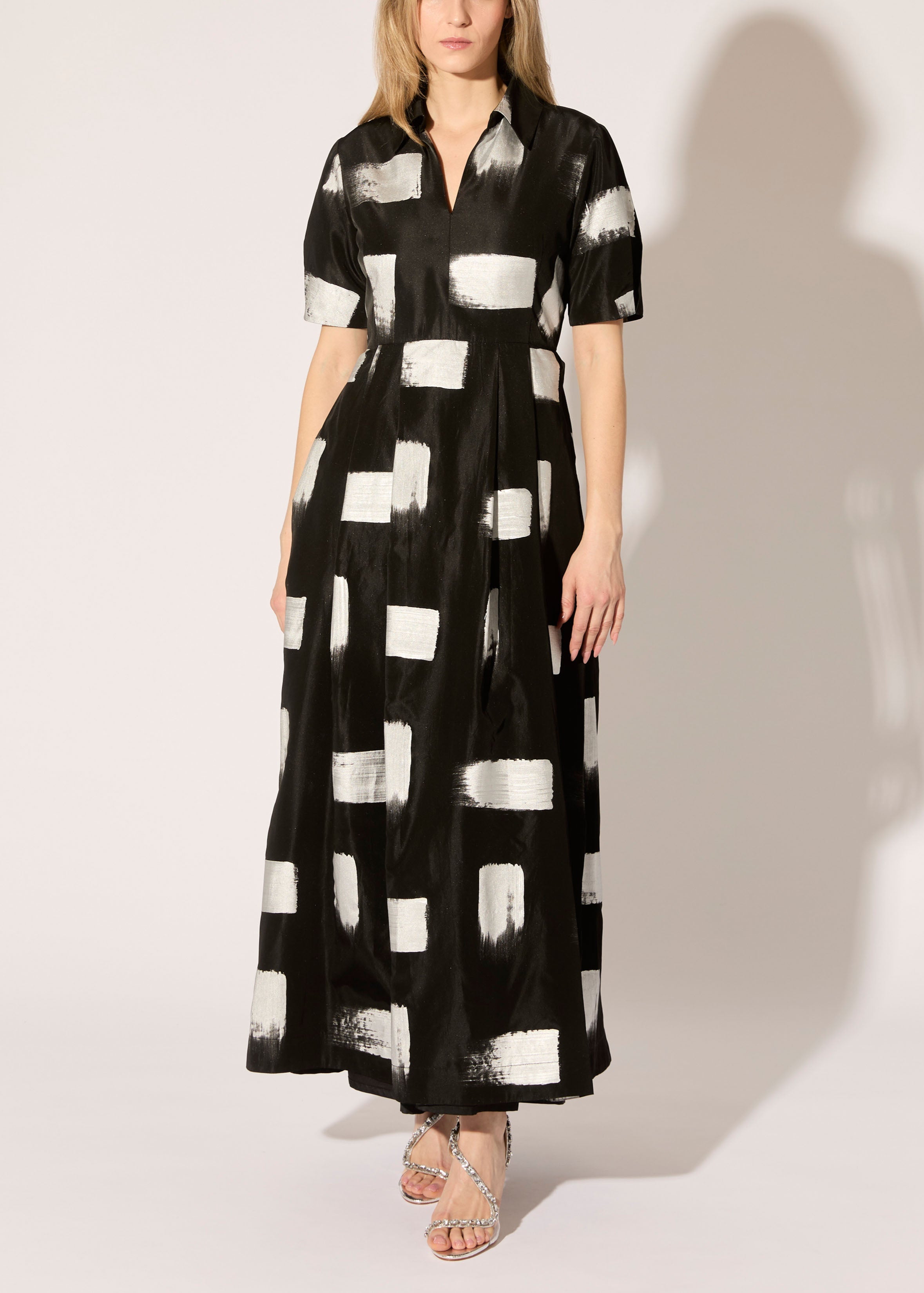 Brush Stroke Taffeta Maxi Dress